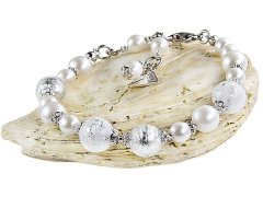 Lampglas Elegantní náramek White Romance s perlami Lampglas s ryzím stříbrem BV1