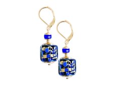 Lampglas Elegantní náušnice Deep Blue s 24karátovým zlatem v perlách Lampglas ECU50