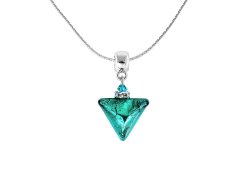 Lampglas Krásný náhrdelník Green Triangle s ryzím stříbrem v perle Lampglas NTA7