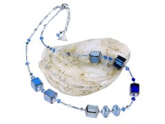 Lampglas Krásný náhrdelník Triple Blue 2 z perel Lampglas NCU34