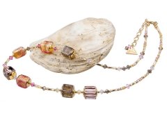 Lampglas Luxusní dámský náhrdelník Glowing Desert s 24karátovým zlatem v perlách Lampglas NCU13