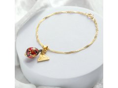 Lampglas Náramek Vermilion Nude s&nbsp;24karátovým zlatem BNM2/AG/POZ 19 cm