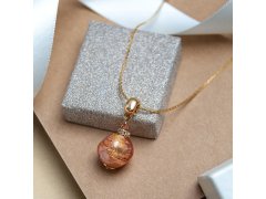 Lampglas Nádherný náhrdelník Peach Fuzz Amulet s 24karátovým zlatem v perle Lampglas NSA48