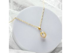 Lampglas Náhrdelník Champagne Nude s&nbsp;24karátovým zlatem a&nbsp;ryzím stříbrem NNM11/AG/POZ 50 cm