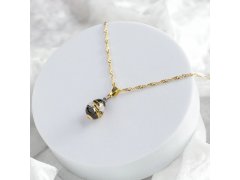 Lampglas Náhrdelník Obsidian Nude s&nbsp;24karátovým zlatem a&nbsp;ryzím stříbrem NNM10/AG/POZ 45 cm