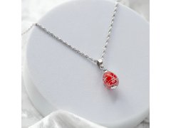 Lampglas Náhrdelník Rouge Nude s&nbsp;ryzím stříbrem NNM8/AG/RHO 50 cm