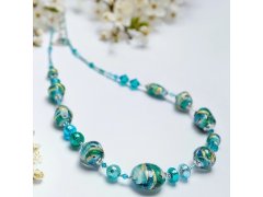 Lampglas Náhrdelník s 24karátovým zlatem a ryzím stříbrem v perlách Lampglas Little Mermaid NRO24