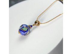 Lampglas Náhrdelník s 24karátovým zlatem v perle Blue Horizon NSA50
