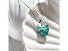 Lampglas Náhrdelník s 24karátovým zlatem v perle Lampglas Turquoise Emotion NLH51/CHI