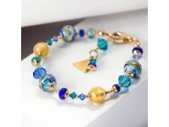 Lampglas Náramek Blue Capsule s&nbsp;24karátovým zlatem v&nbsp;perlách Lampglas BP6