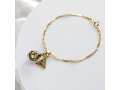 Lampglas Náramek Ivory Nude s&nbsp;24karátovým zlatem BNM13/AG/POZ 18 cm