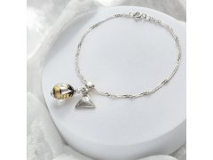 Lampglas Náramek Obsidian Nude s&nbsp;24karátovým zlatem a&nbsp;ryzím stříbrem BNM10/AG/RHO 17 cm