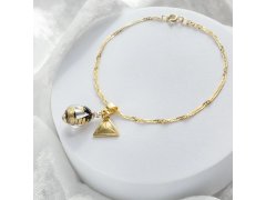 Lampglas Náramek Obsidian Nude s&nbsp;24karátovým zlatem a&nbsp;ryzím stříbrem BNM10/AG/POZ 18 cm