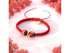 Lampglas Náramek Vermilion Nude s&nbsp;24karátovým zlatem v&nbsp;perlách Lampglas BNM2/TEX