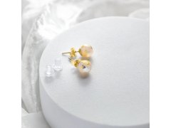 Lampglas Náušnice Champagne Nude s&nbsp;24karátovým zlatem a&nbsp;ryzím stříbrem ENM11/AG/POZ-PU