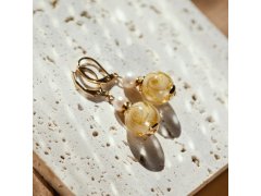 Lampglas Náušnice Golden Ball s&nbsp;24karátovým zlatem v&nbsp;perlách Lampglas a&nbsp;říčními perlami ETB2