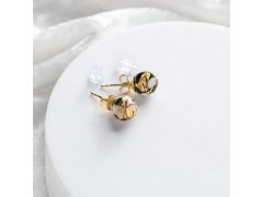 Lampglas Náušnice Ivory Nude s&nbsp;24karátovým zlatem ENM13/AG/POZ-PU