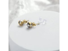 Lampglas Náušnice Obsidian Nude s&nbsp;24karátovým zlatem a&nbsp;ryzím stříbrem ENM10/AG/POZ-PU