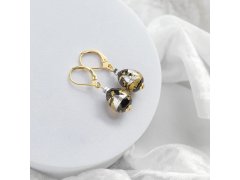 Lampglas Náušnice Obsidian Nude s&nbsp;24karátovým zlatem a&nbsp;ryzím stříbrem ENM10/AG/POZ