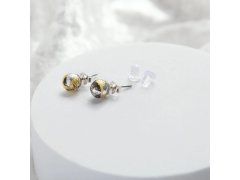 Lampglas Náušnice Obsidian Nude s&nbsp;24karátovým zlatem a&nbsp;ryzím stříbrem ENM10/AG/RHO-PU