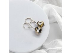 Lampglas Náušnice Obsidian Nude s&nbsp;24karátovým zlatem a&nbsp;ryzím stříbrem ENM10/AG/RHO