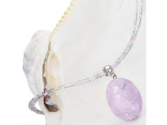 Lampglas Něžný náhrdelník Pink Lace s perlou Lampglas s ryzím stříbrem NP2