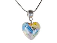 Lampglas Něžný náhrdelník Romantic Heart s perlou Lampglas s ryzím stříbrem NLH6