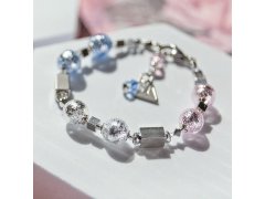 Lampglas Něžný náramek Frost Bloom Blush s ryzím stříbrem v perlách Lampglas BER6
