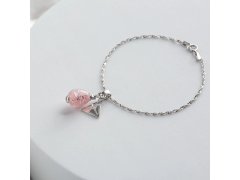 Lampglas Náramek Soft Pink Nude s&nbsp;ryzím stříbrem BNM5/AG/RHO 19 cm