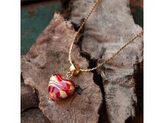 Lampglas Pozlacený náhrdelník Cherry Heart s&nbsp;24karátovým zlatem v&nbsp;perle Lampglas NLH52/POZ