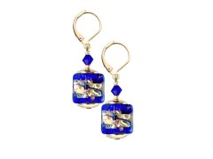 Lampglas Překrásné náušnice Blue Passion s 24karátovým zlatem v perlách Lampglas ECU38