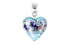 Lampglas Půvabný přívěsek Ice Heart s ryzím stříbrem v perle Lampglas S29