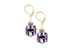 Lampglas Romantické náušnice Sakura Cubes s 24karátovým zlatem v perlách Lampglas ECU46