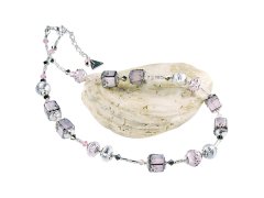 Lampglas Romantický náhrdelník Delicate Pink s ryzím stříbrem v perlách Lampglas NCU40