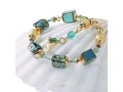 Lampglas Slušivý náramek Emerald Oasis s 24karátovým zlatem v perlách Lampglas BCU68