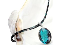 Lampglas Tajemný náhrdelník Deep Sea s perlou Lampglas s ryzím stříbrem NP11