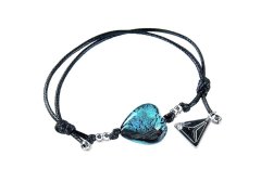 Lampglas Výjimečný náramek Turquoise Heart s ryzím stříbrem v perle Lampglas BLH5