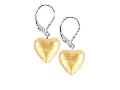 Lampglas Zářivé náušnice Golden Heart s 24karátovým zlatem v perlách Lampglas ELH24