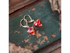 Lampglas Náušnice Cherry Heart s&nbsp;24karátovým zlatem v&nbsp;perle Lampglas ELH52/POZ