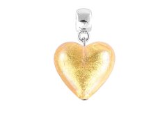 Lampglas Zářivý přívěsek Golden Heart s 24karátovým zlatem v perle Lampglas S24