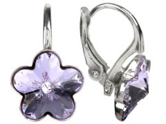 Levien Dívčí stříbrné náušnice Flower Crystal Violet