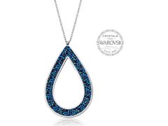 Levien Krásný náhrdelník s krystaly SS Rocks Pear 49 bermuda blue