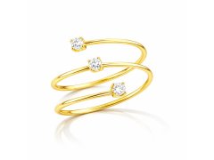 Liu Jo Designový pozlacený otevřený prsten se zirkony LJ2490M 50 mm