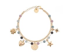 Liu Jo Dvojitý pozlacený náramek s&nbsp;přívěsky Icones LJ3182