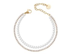 Liu Jo Dvojitý pozlacený náramek se syntetickými perlami LJ3027