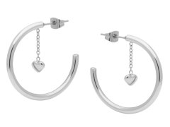 Liu Jo Ocelové kruhové náušnice s&nbsp;řetízkem LJ3195