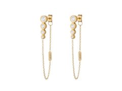 Liu Jo Okouzlující pozlacené náušnice s&nbsp;visacími řetízky LJ2995