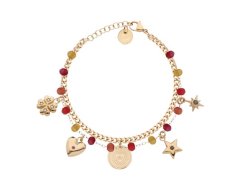 Liu Jo Pozlacený dvojitý náramek s&nbsp;přívěsky Icones LJ3180