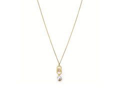 Liu Jo Pozlacený náhrdelník s logem a perlou Fashion LJ2208
