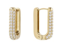 Liu Jo Stylové pozlacené oválné náušnice s&nbsp;krystaly LJ3005